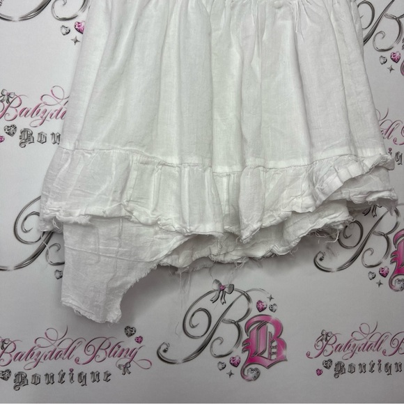 Joe & Kate tank top distressed ruffle frilly zip up side white cute boho shirt - Picture 6 of 8